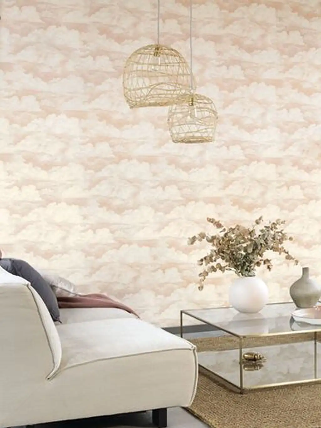 Nuage, col. 3 - Wolken - Rosa - Weiß - Casadeco