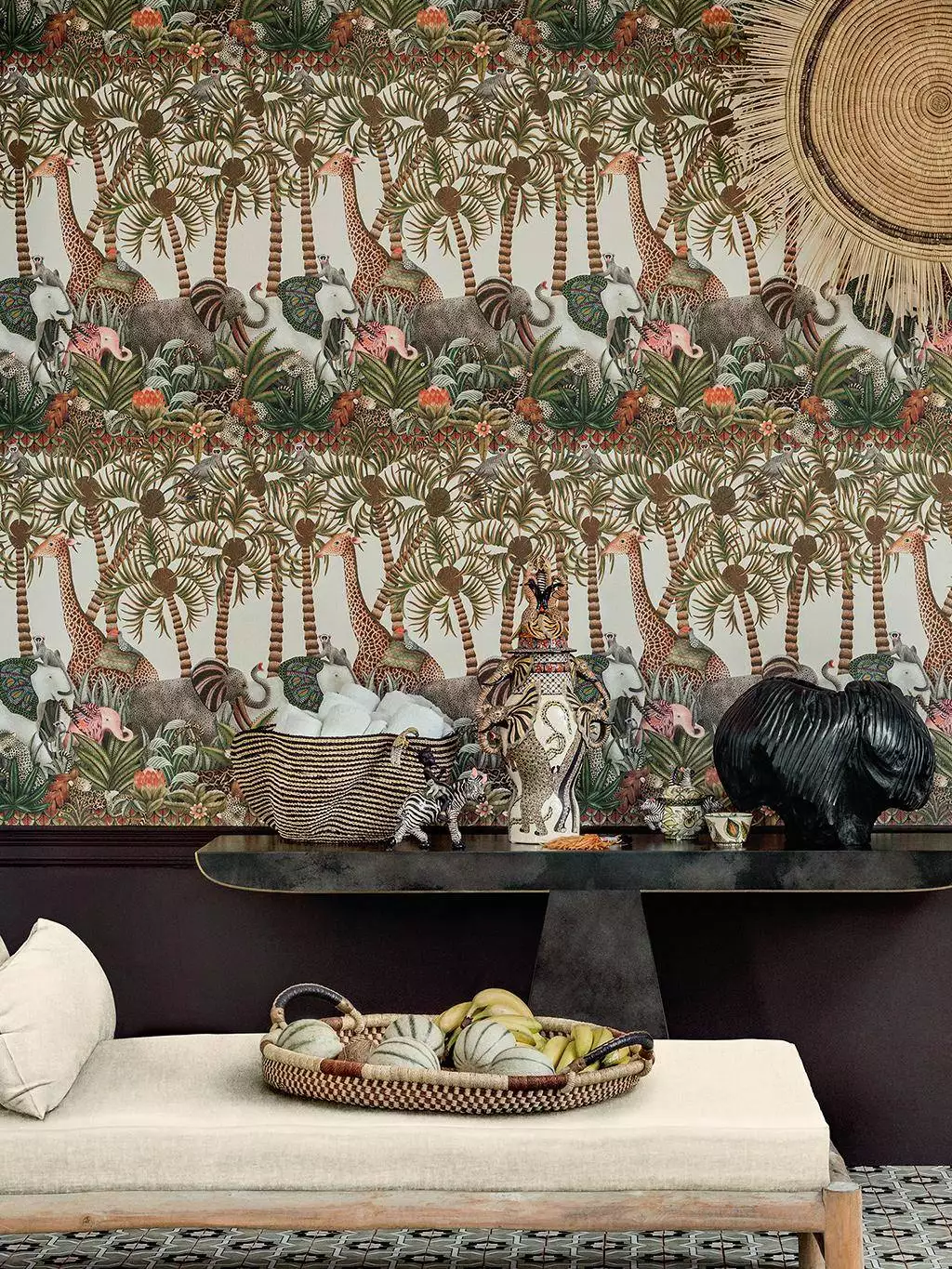 Letaba March, col. 46 - Blumen - Blätter - Bäume - Fauna - Florale Muster - Tiere - Multicolor - Cole & Son