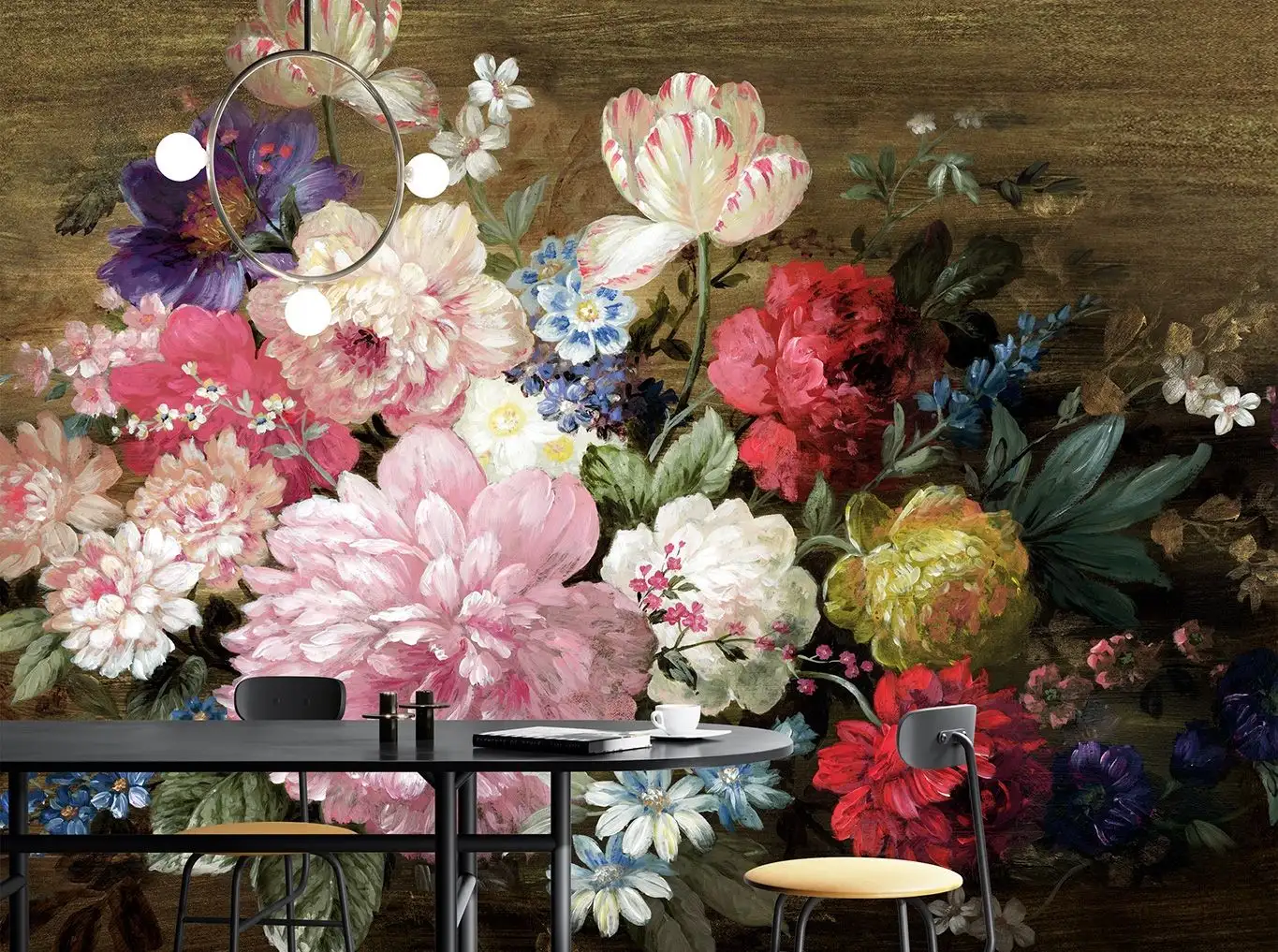 HALEY CLARET, col. 01 - Blumen - Blätter - Multicolor - Masureel