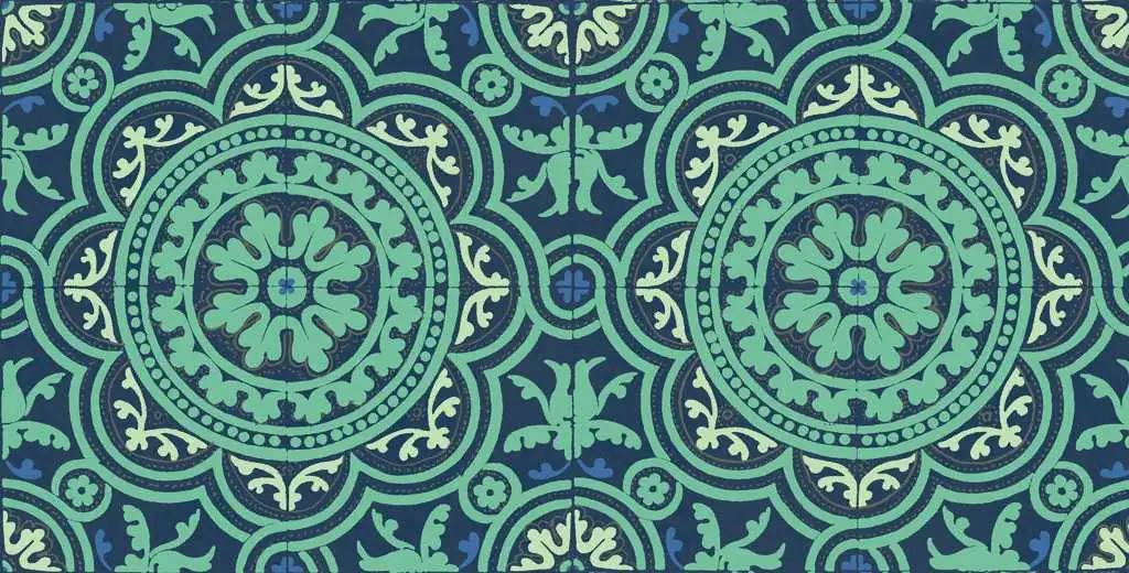 Piccadilly, col.03 - Fliesen - Kachel &amp - Ornamente Tapeten - Blau - Gold - Mint - Türkis - Cole & Son