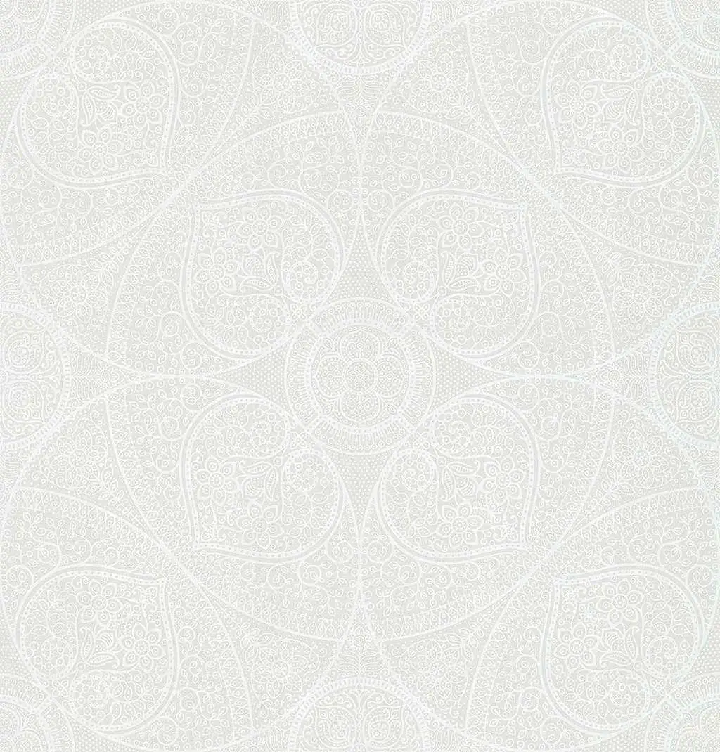 Annelly, col.50 - Blätter - Kreise - Perlmutt - Weiß - Eijffinger