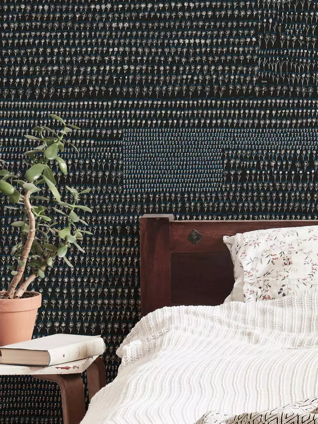 Blümchen, col. 01 - Blumen - Zahlen - Zeichnungen - Anthrazit - Blau - Schwarz und Weiß - Weiß - Sabine Röhse