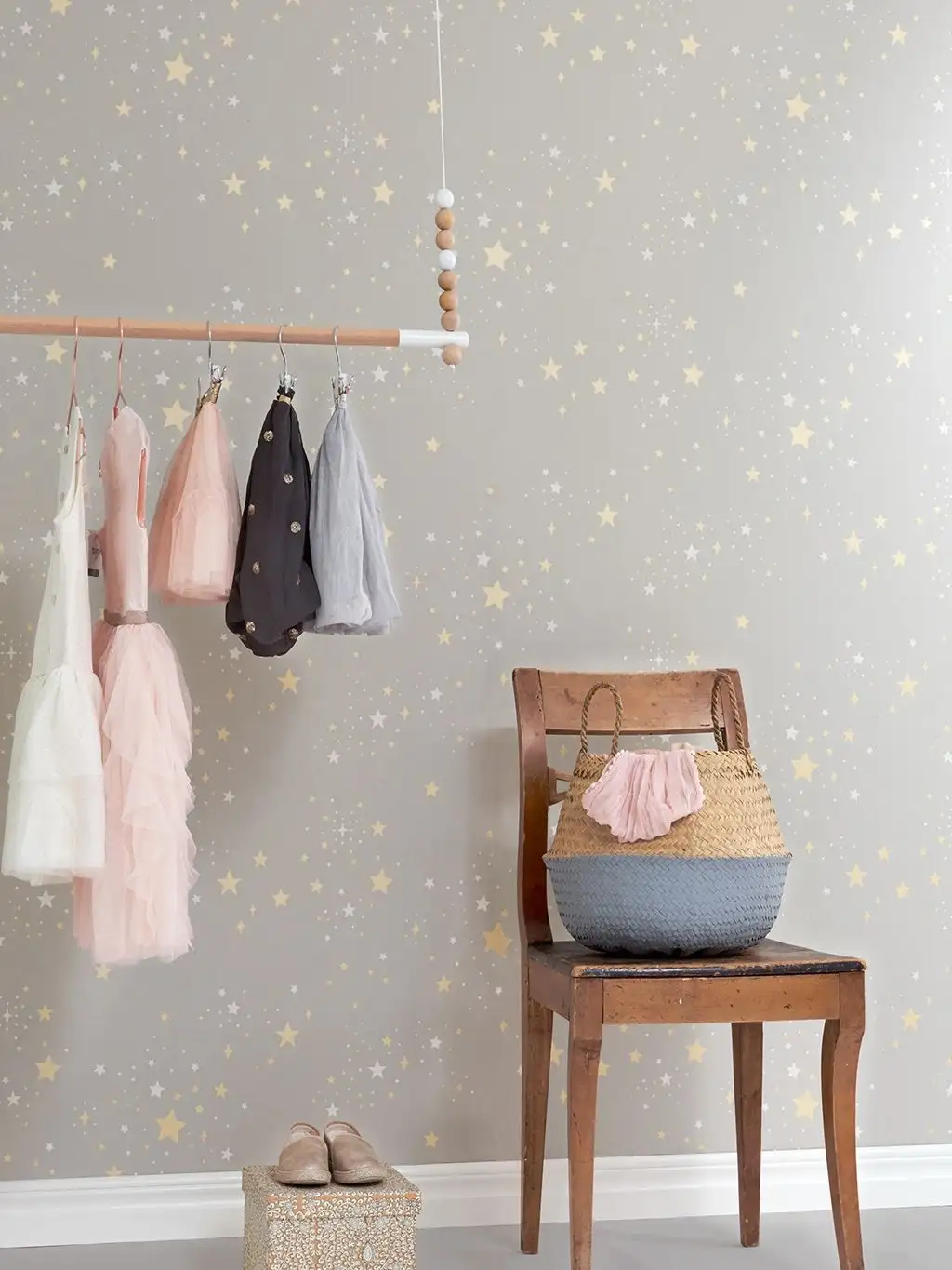 Twinkle, mud grey - Sterne - Gold - Grau - Weiß - Majvillan AB