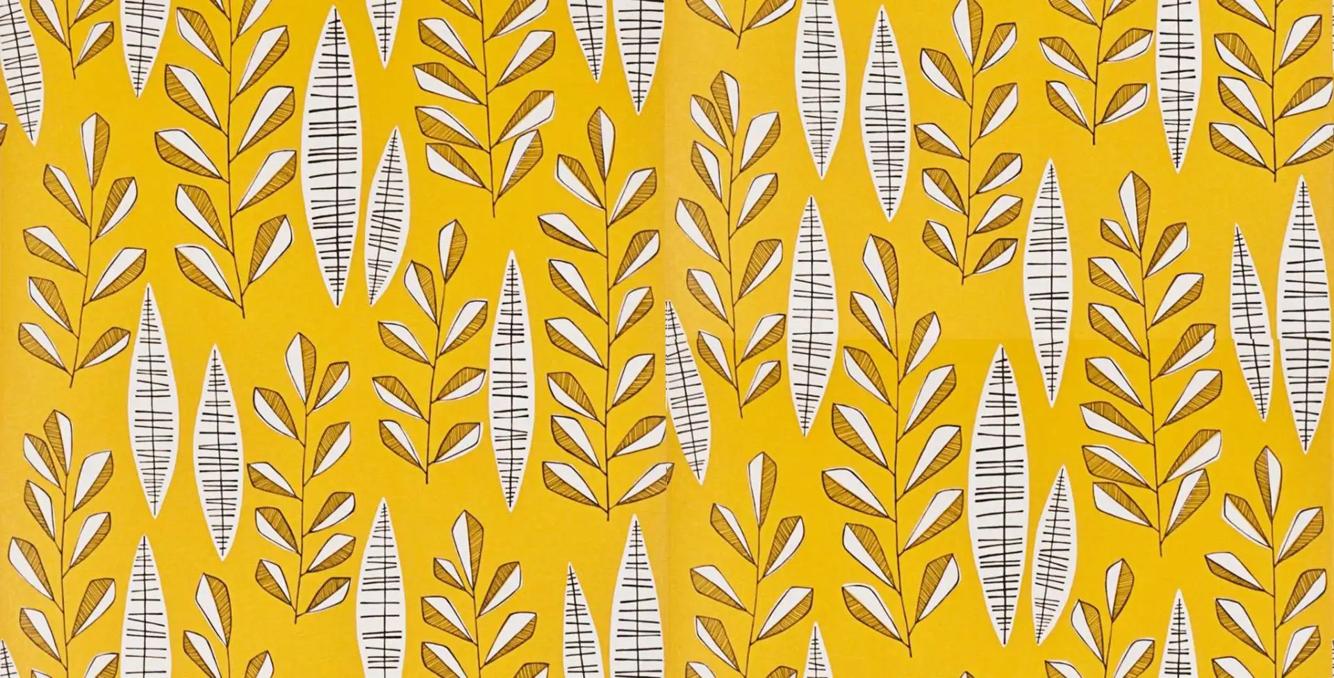 Garden City, col.01 - Blätter - Gelb - Schwarz - Weiß - MissPrint