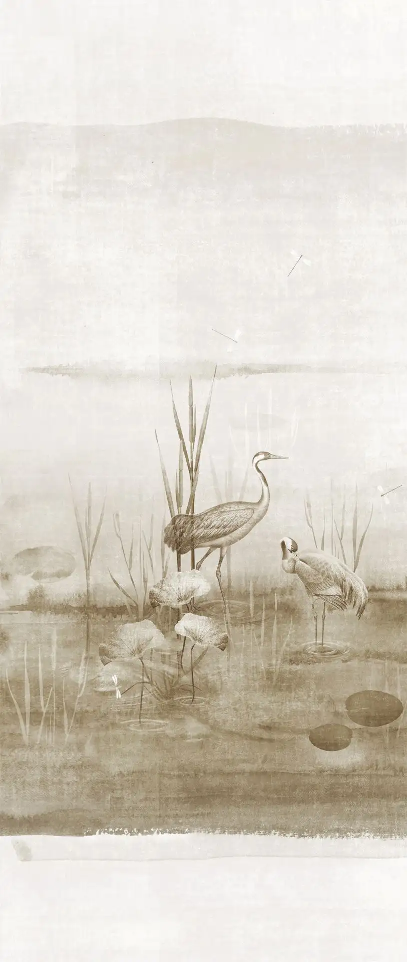 Waterside sand, col. 2 - Blätter - Bäume - Landschaft - Tapeten mit Vogelmotiven - Tier Tapeten - Braun - Creme - Masureel