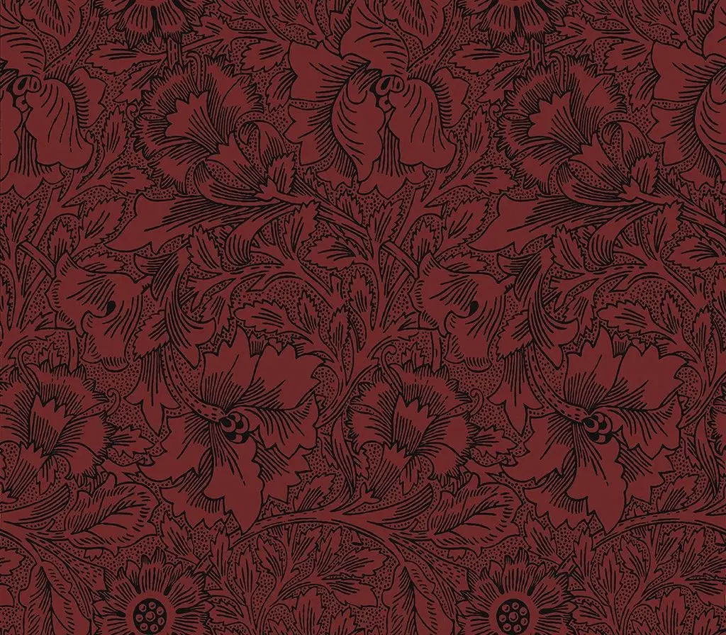 Poppy Claret - Blumen - Blätter - Rot - Schwarz - Morris & CO