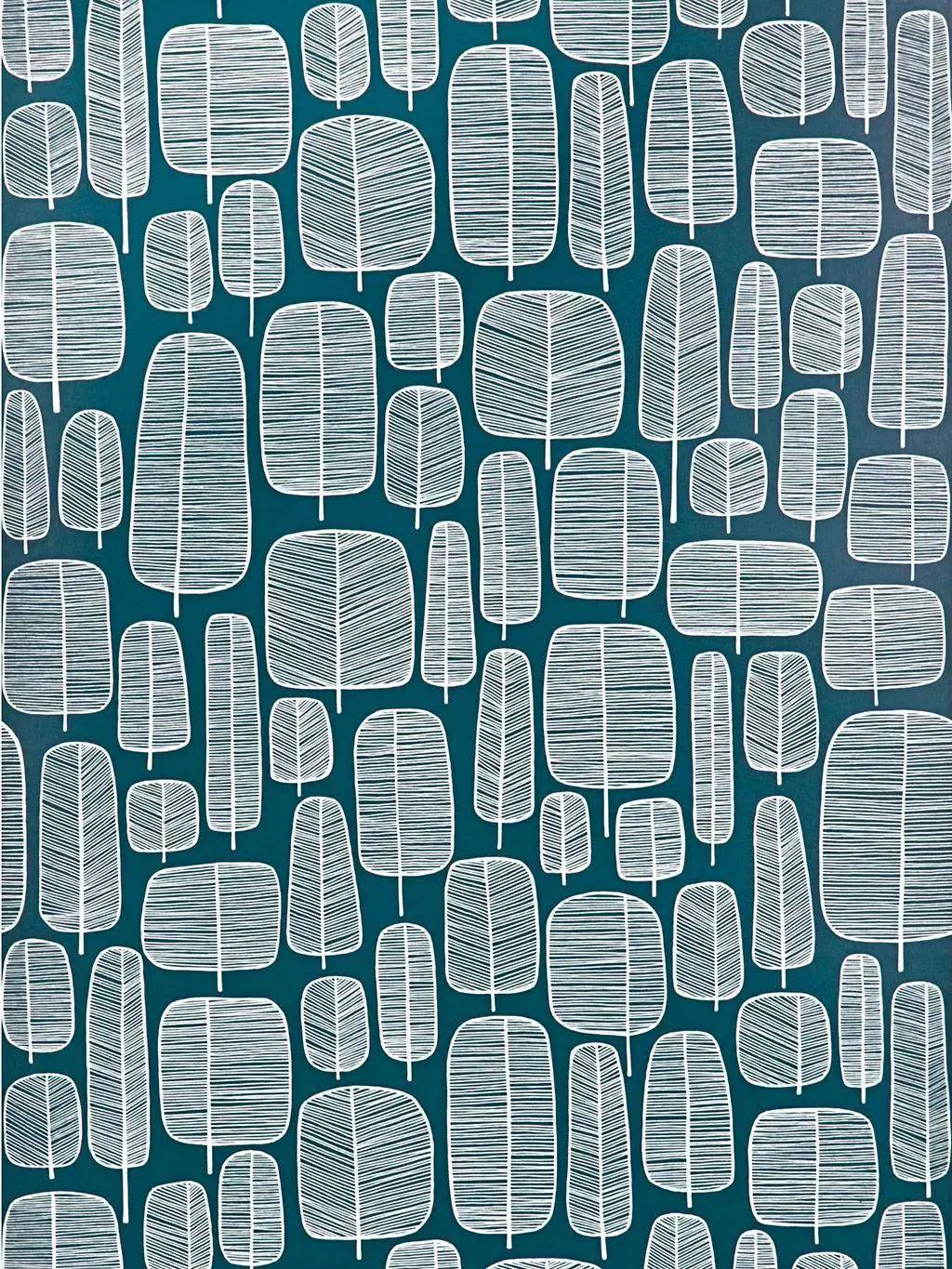 Little Trees, Petroleum - Blätter - Bäume - Petrol - Weiß - MissPrint