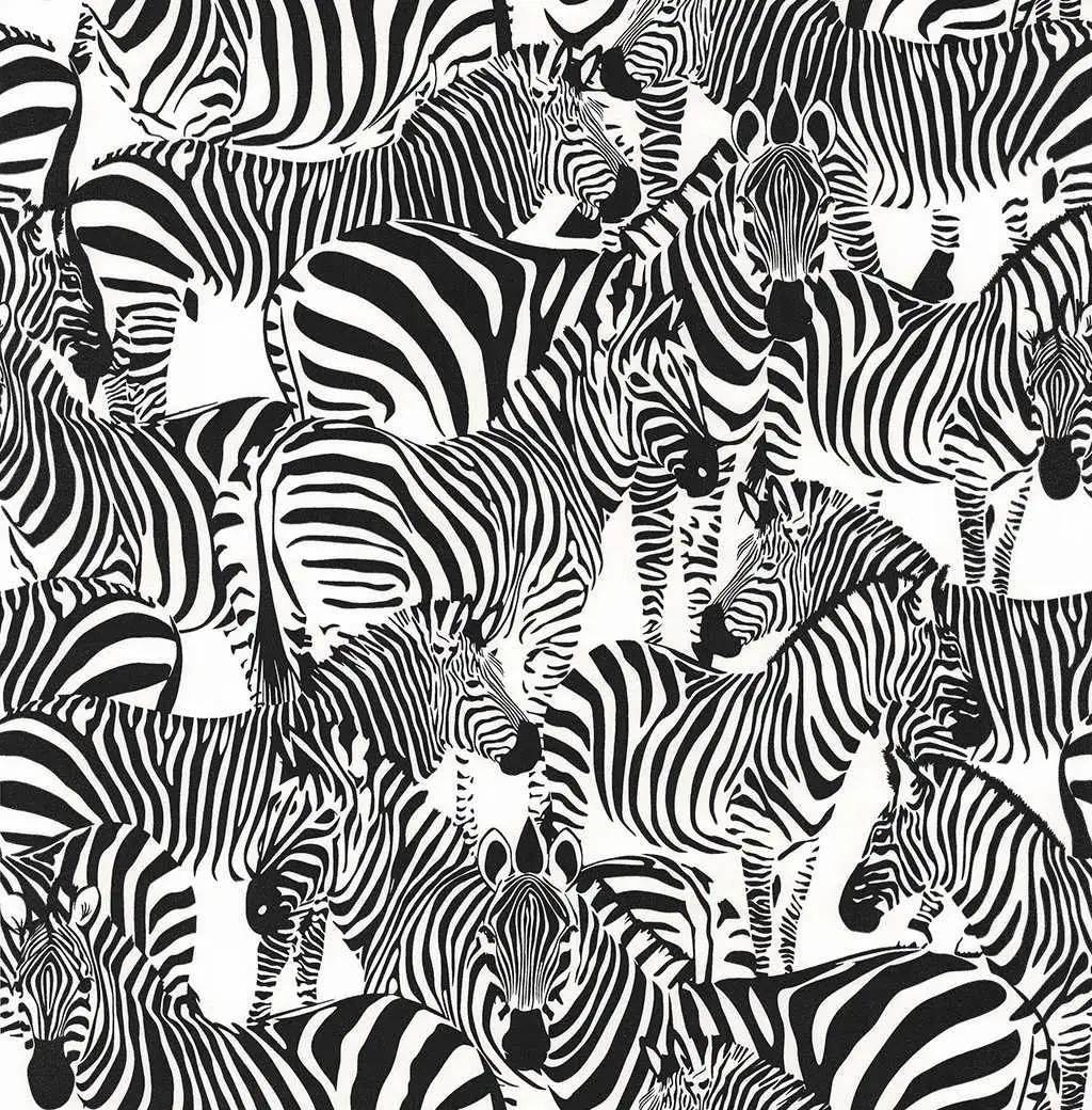 Elfrun, col.03 - Tier Tapeten - Perlmutt - Schwarz - Weiß - Origin