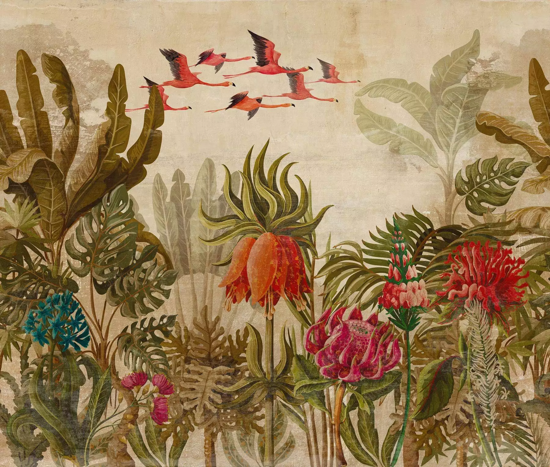 Colonial, col. 01 - Tapeten mit Vogelmotiven - Multicolor - Tecnografica