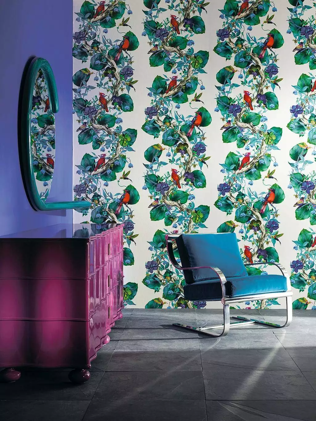 Rain Forest - Blumen - Blätter - Tapeten mit Vogelmotiven - Tier Tapeten - Multicolor - Osborne & Little