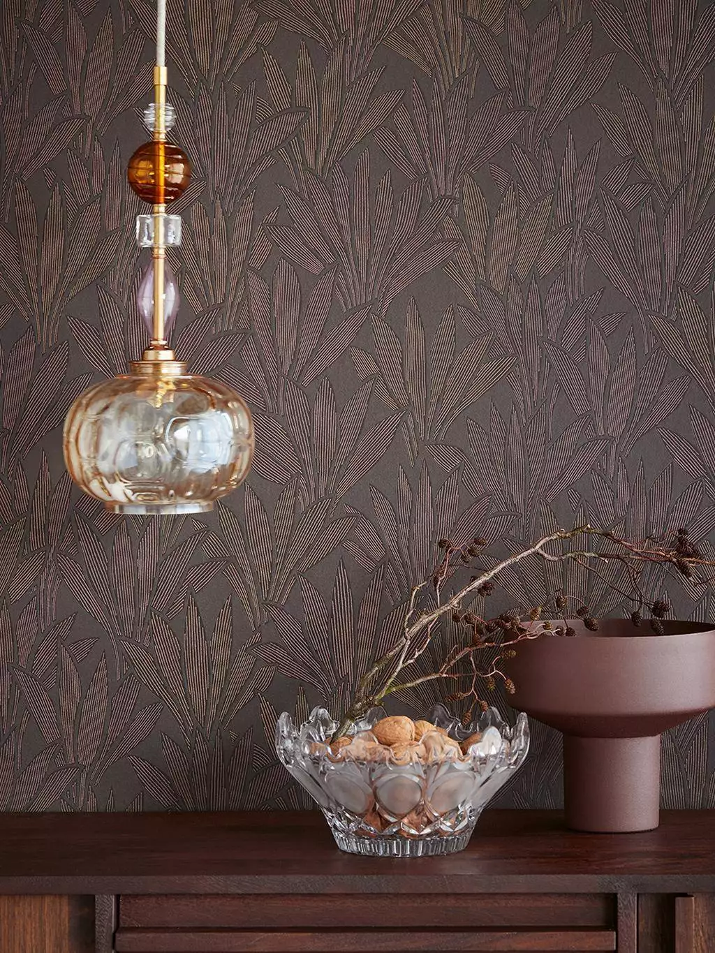 Gilded Palm, col. 55 - Blätter - Florale Muster - Braun - Eijffinger