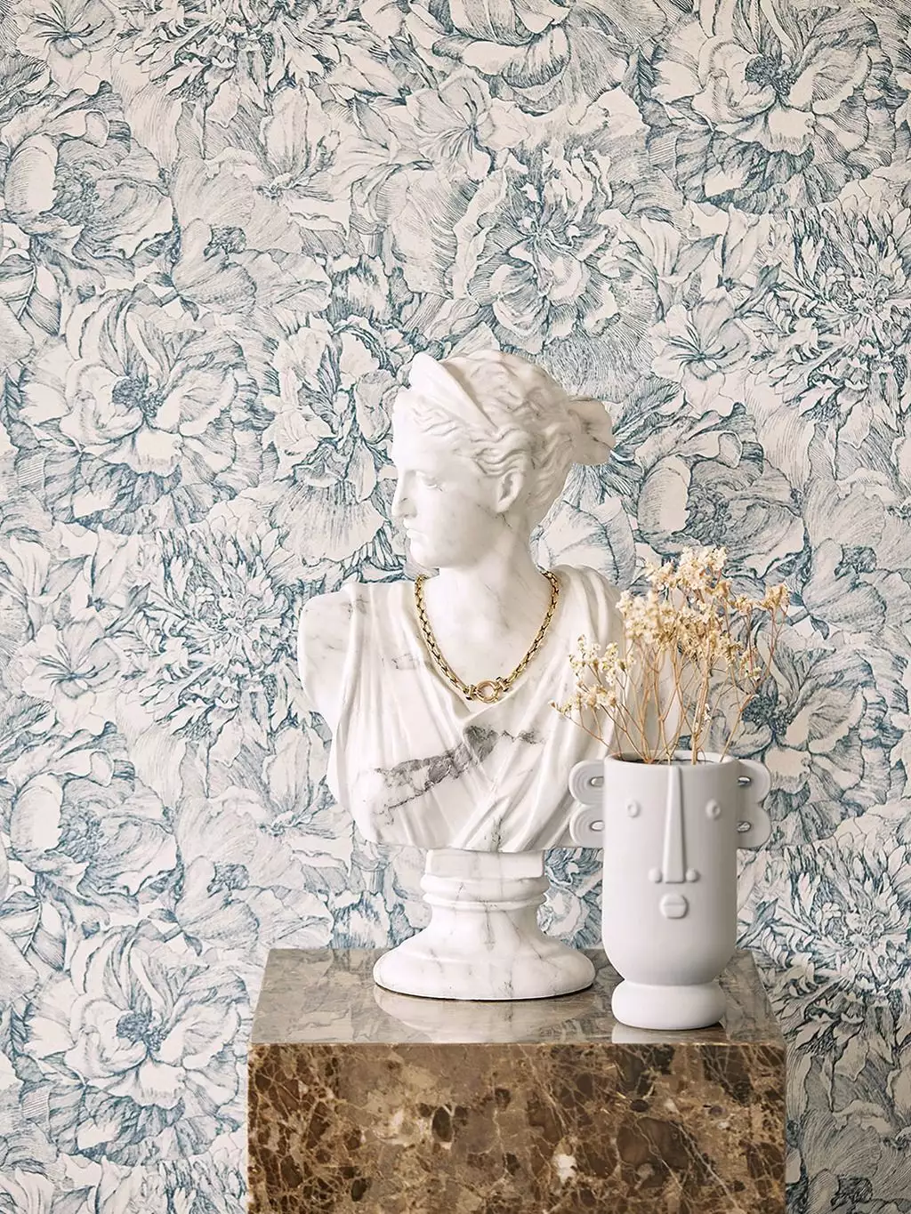 Museum Flowers, col. 03 - Blumen - Blau - Creme - Eijffinger