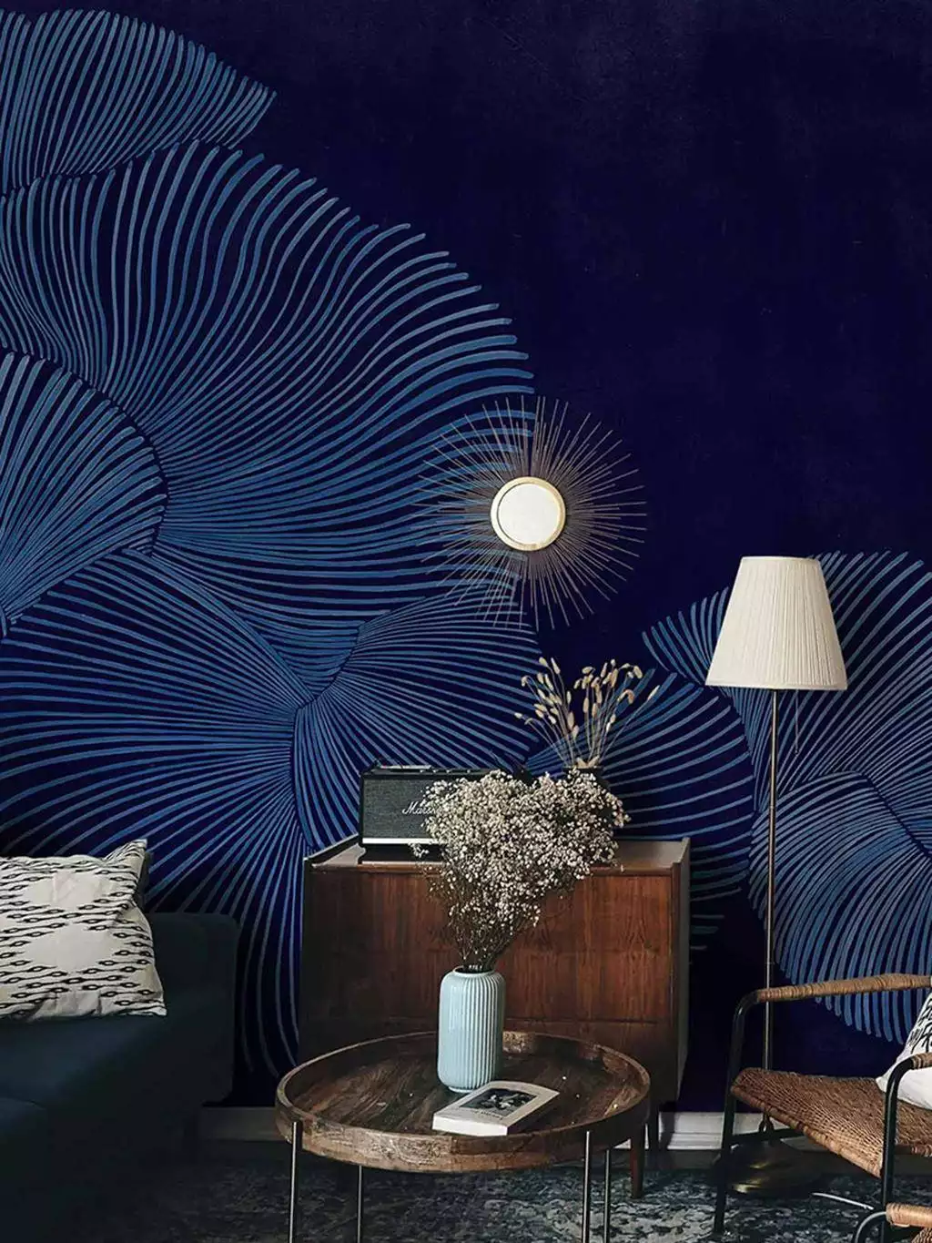 Diving Moment, indigo - Bögen - FotoTapeten - Fächer - Grafische Muster - Großmotiv - Linie - Strandmotive - Blau - COORDONNÈ