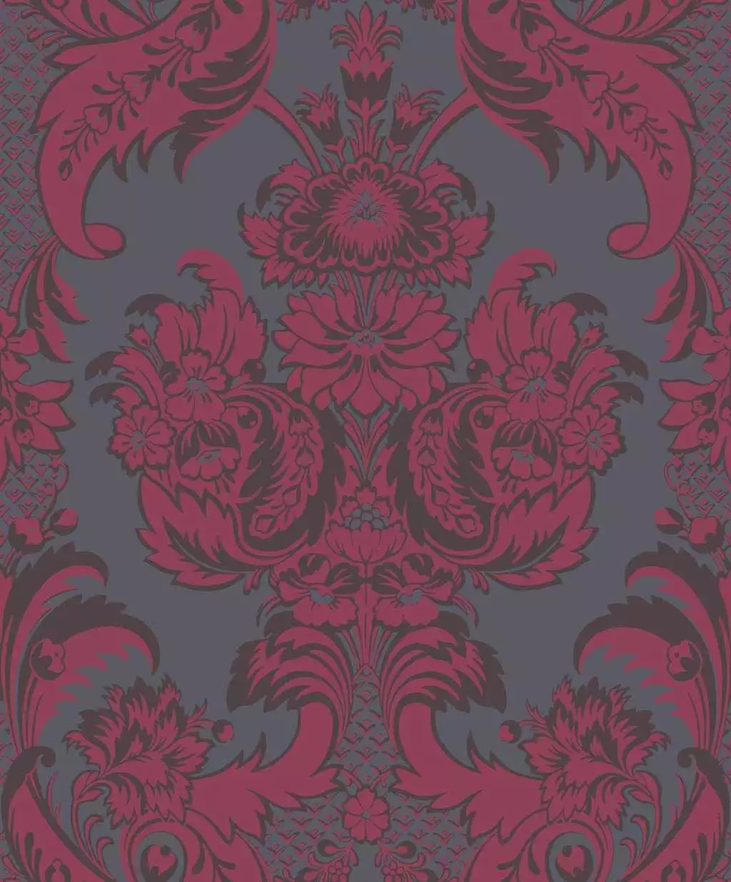 Wyndham - Ornamente Tapeten - Anthrazit - Rot - Schwarz - Cole & Son
