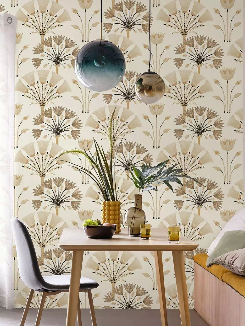 Majestic, col. 26 - Bögen - Florale Muster - Fächer - Creme - Gold - Hellbraun - Caselio