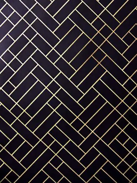 Tapet Cafe Tile, brown - Quadrate/Rechtecke - Braun - Gold - Erica Wakerly