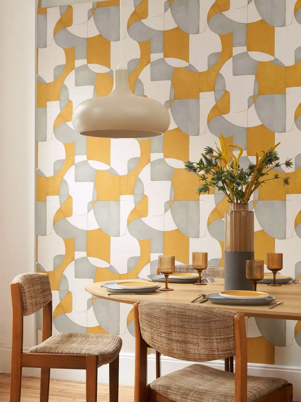 Op Art, col. 01 - Graphisch - Gelb - Grau - Weiß - Casadeco