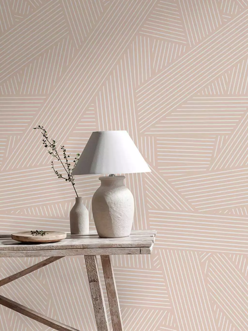 Oblique | Apricot - Grafische Muster - Linie - Streifen - Beige - Rosa - Weiß - Custhom