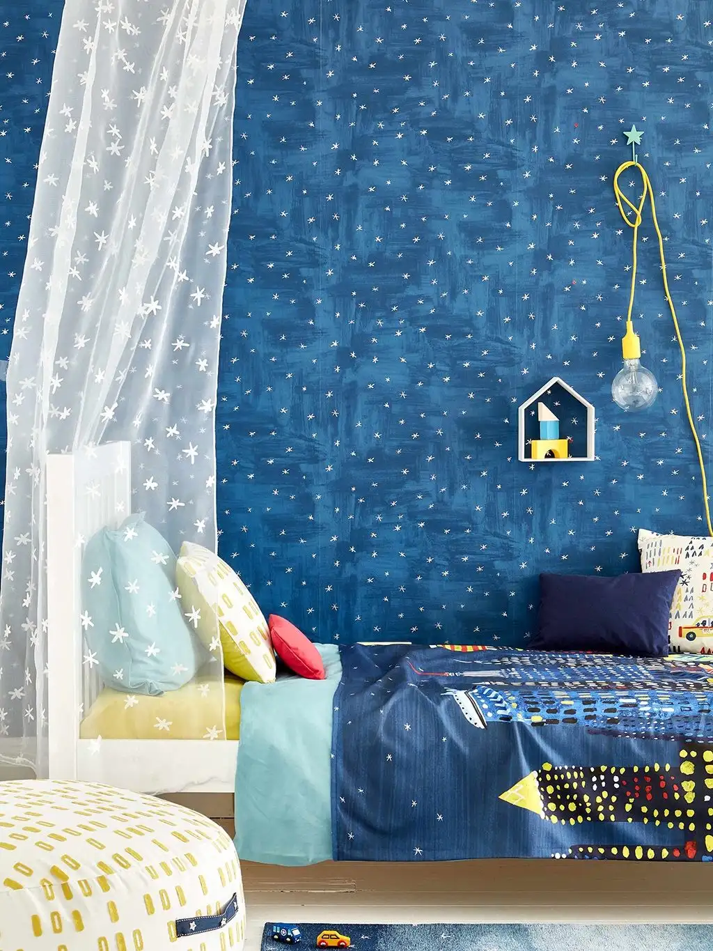 Twinkle twinkle, col. 3 - Sterne - Blau - Silber - ROMO