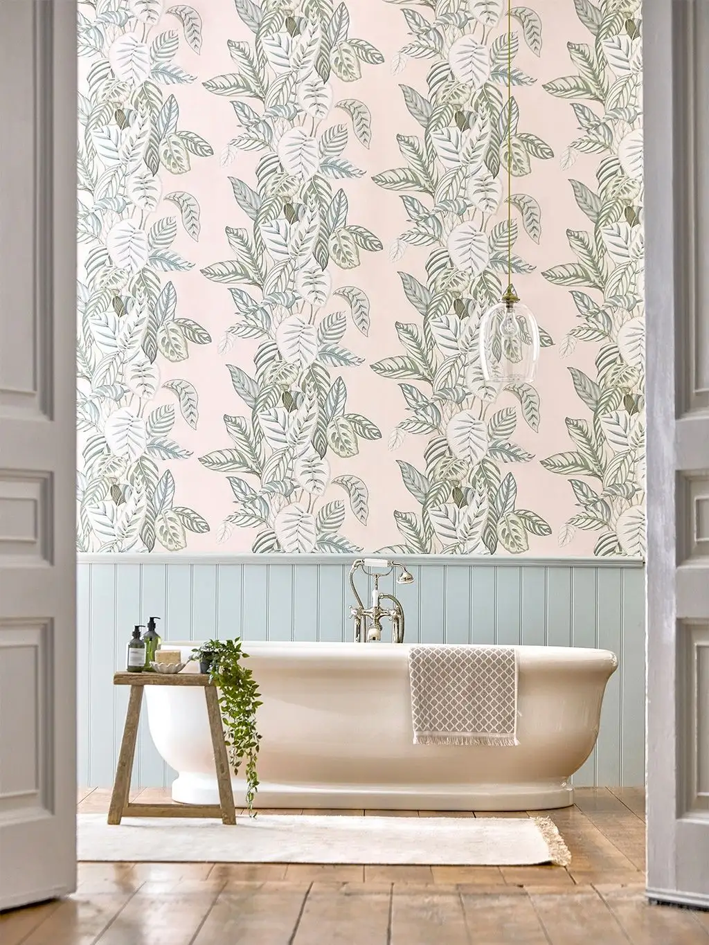 Calathea, col. 2 - Blätter - Grün - Rosa - Weiß - Sanderson 