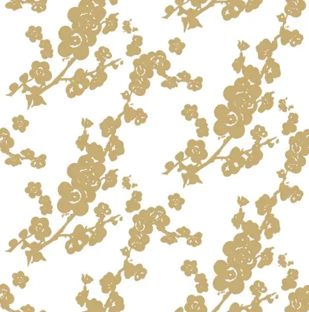 Almendro, col.07 - Blumen - Gold - Weiß - Tres Tintas