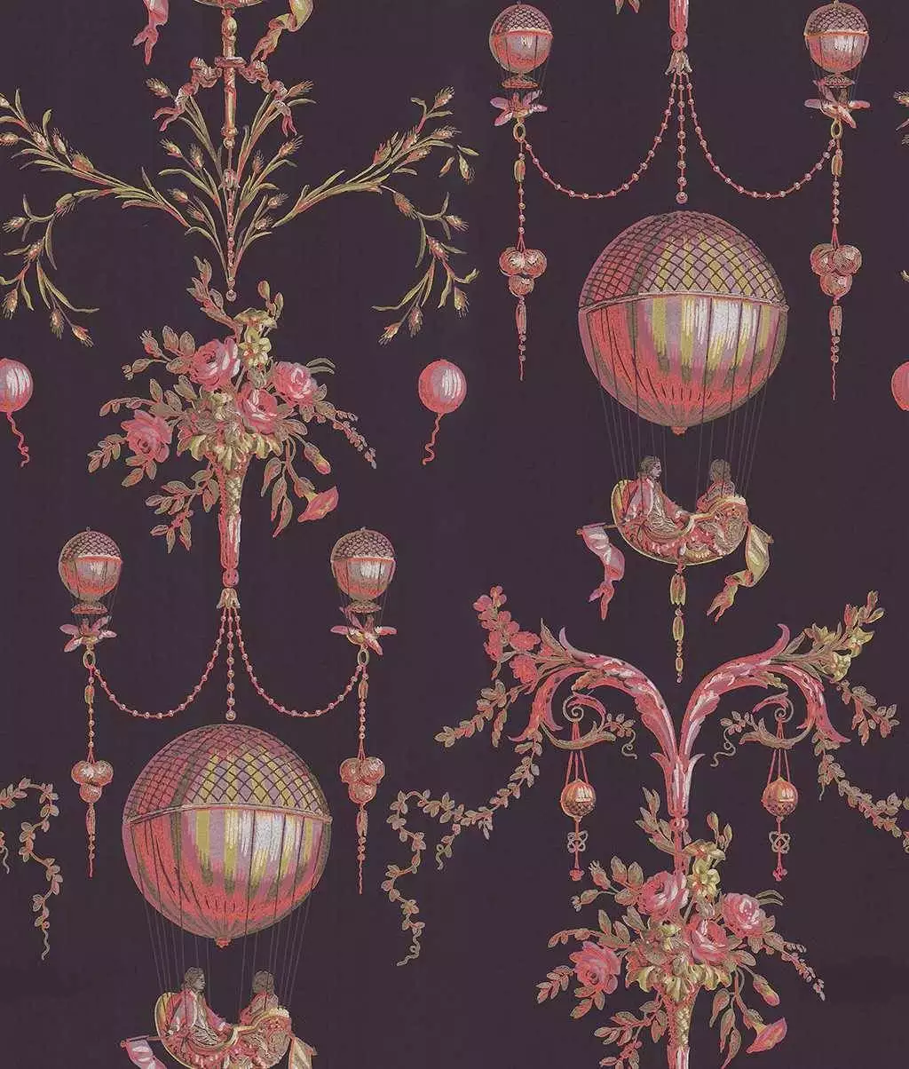 Anup, col.02 - Ballons - Ornamente Tapeten - Blau - Olive - Rot - Weiß - PIERRE FREY GmbH