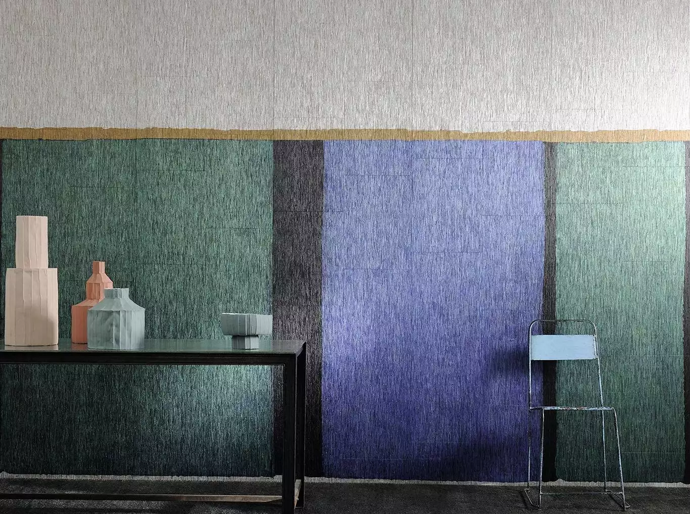 Un Toque de Oro, col. 1 - Streifentapeten - Streifentapeten: - Blau - Gold - Grün - Silber! - Èlitis