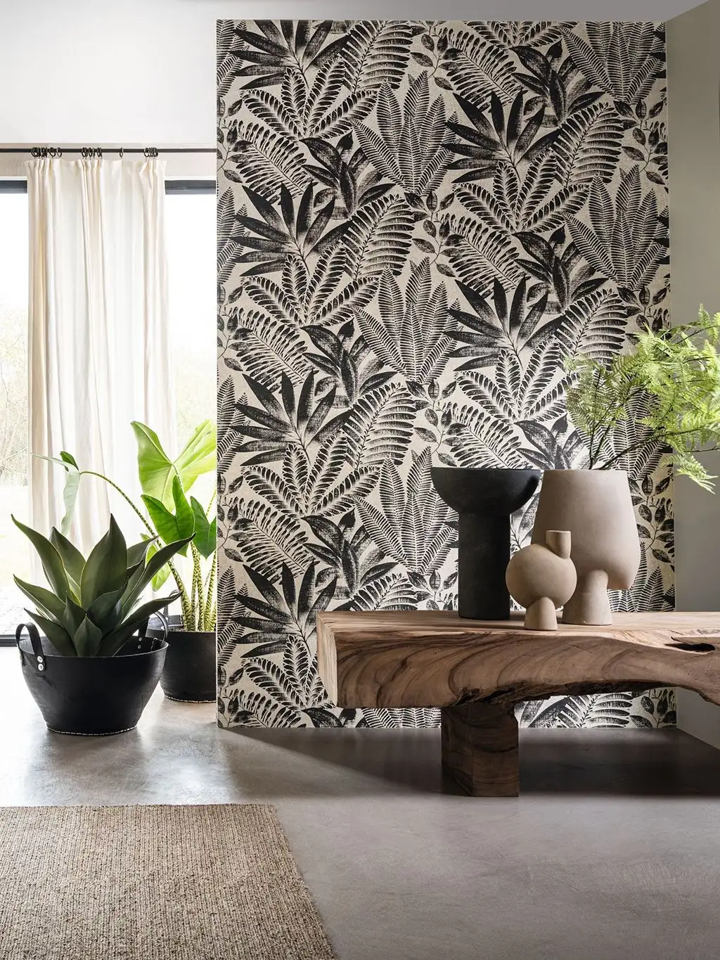 Aloes, col. 06 - Blätter - Creme - Schwarz - Casamance