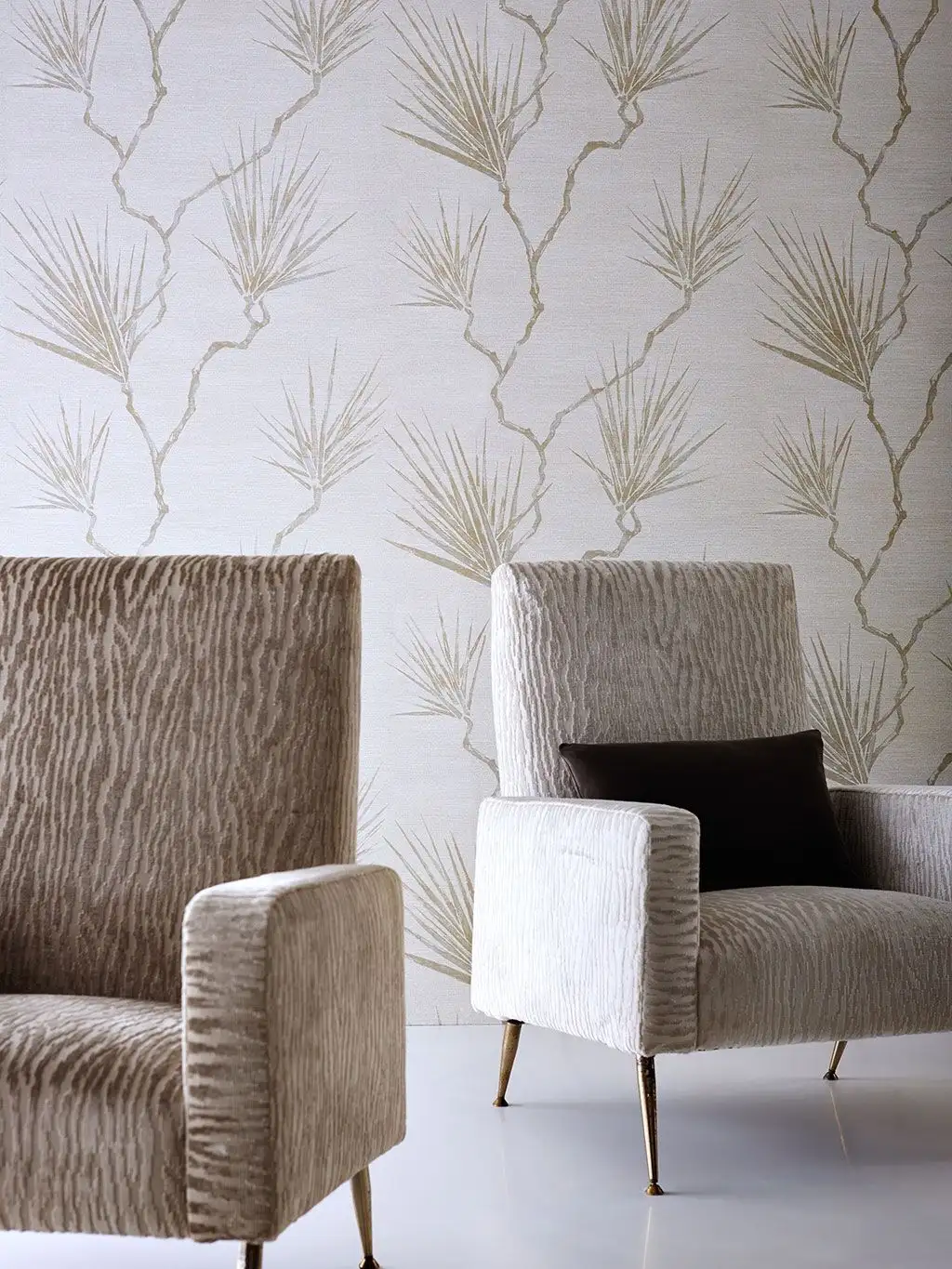 Peninsula Palm, col. 1 - Äste - Creme - Hellbraun - Silber - Sanderson 