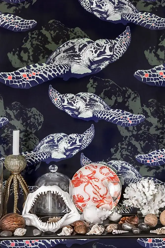 Tapete Cloudy - Lisa Bengtsson - Animal Print - Fische - Unterwasserwelt - Blau - Lisa Bengtsson