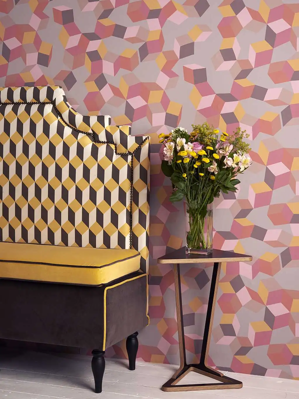 Puzzle, col.10 - Quadrate/Rechtecke - Braun - Hellbraun - Ocker - Pink - Rosa - Cole & Son