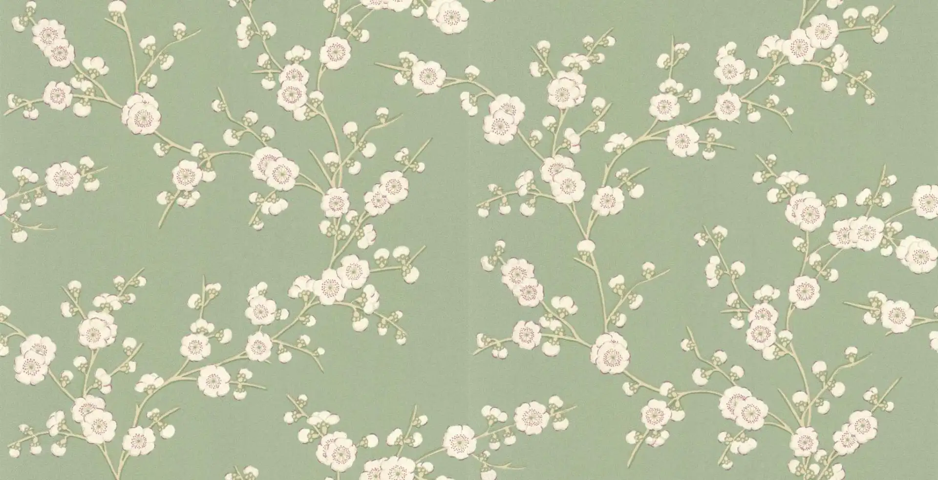 Moura, col.05 - Blumen - Äste - Creme - Grün - Hellblau - Hahne & Schönberg