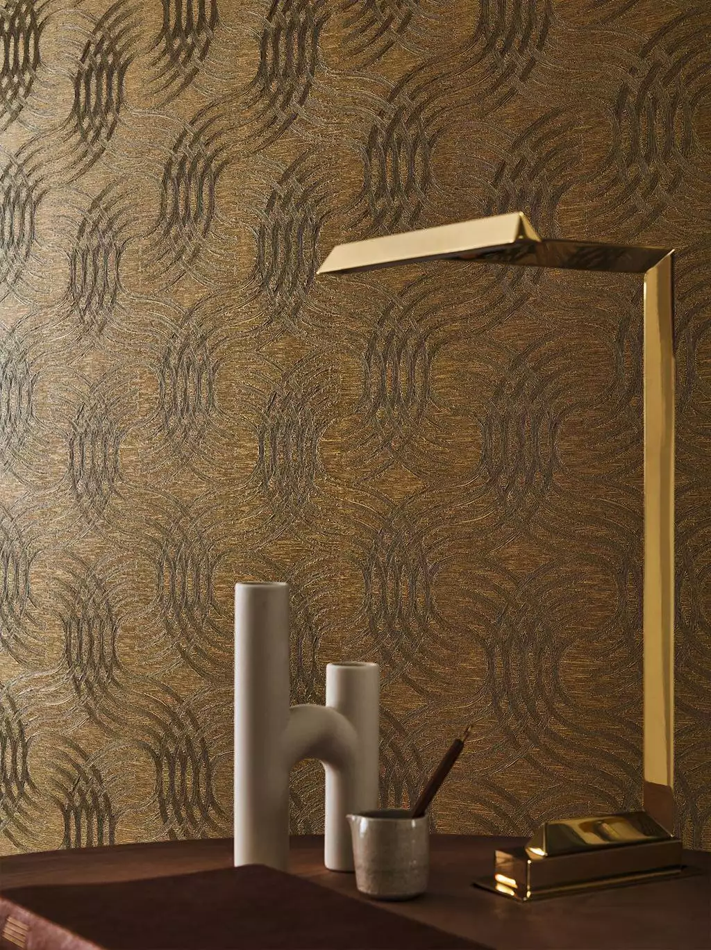 Auraria, col. 50 - Grafische Muster - Moderne Muster - Gold - Hellgrün - Casamance