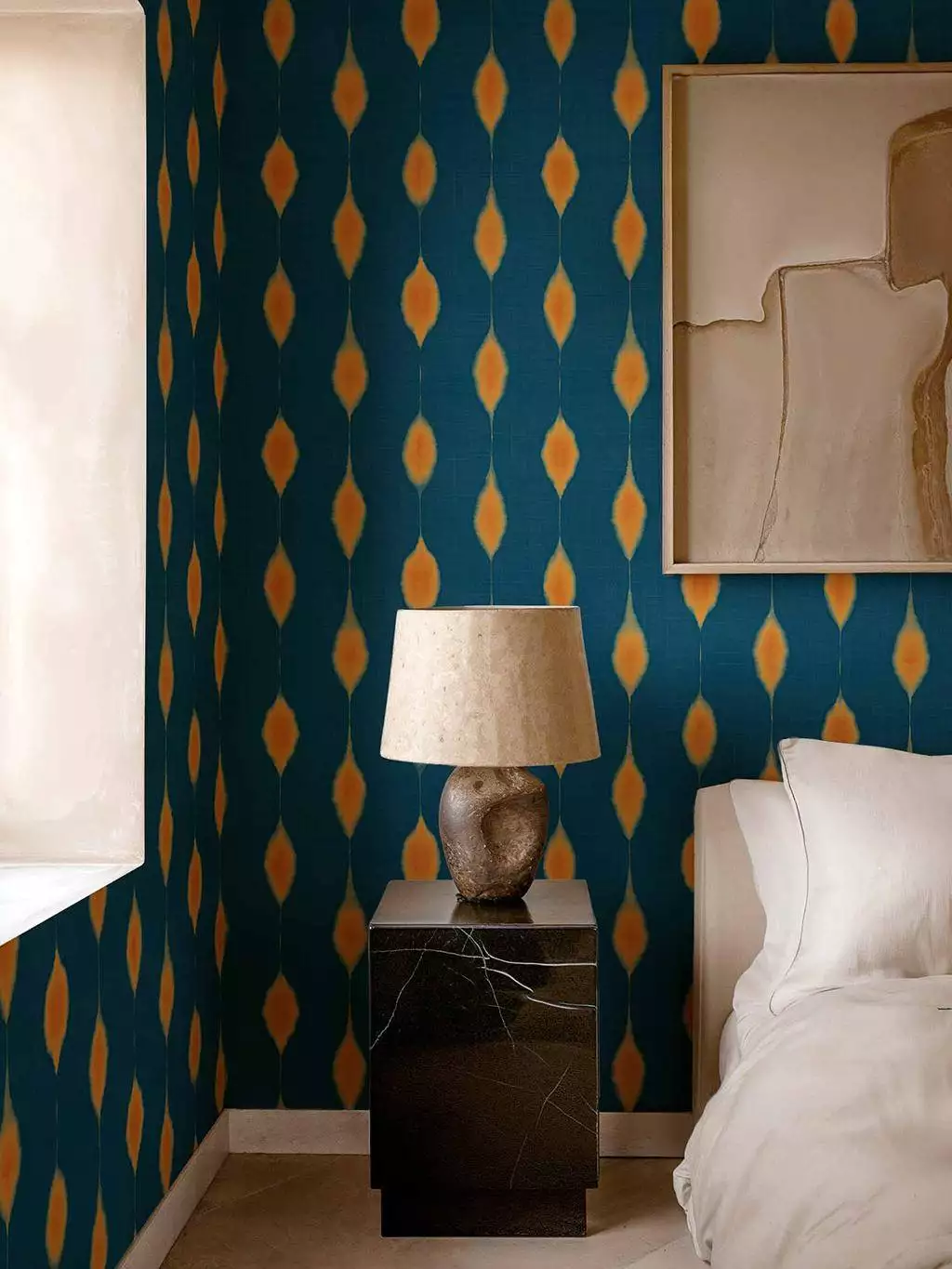 Kumo, ocean - Aquarell - Rauten - Streifen - Blau - Orange - COORDONNÈ