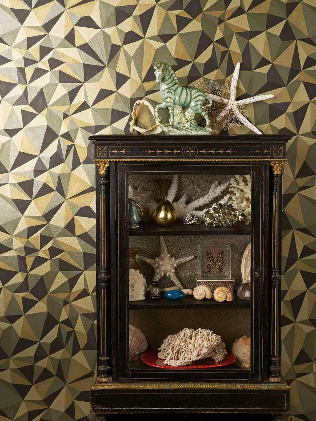 Quartz, col. 08 - Quadrate/Rechtecke - Gold - Olive - Schwarz - Cole & Son