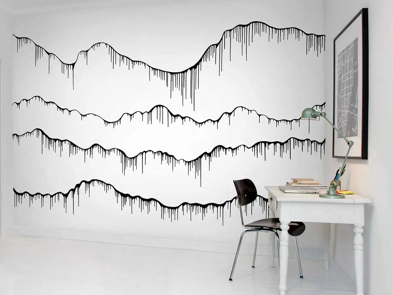 Elevation - Linie - Schwarz - Weiß - Rebel Walls