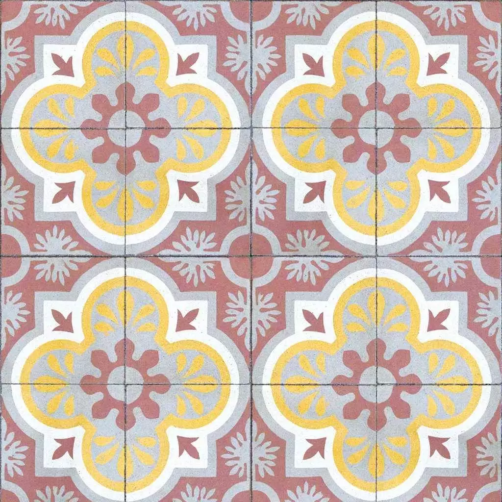 Mandala - Fliesen - Kachel &amp - Gelb - Grau - Rot - Weiß - COORDONNÈ