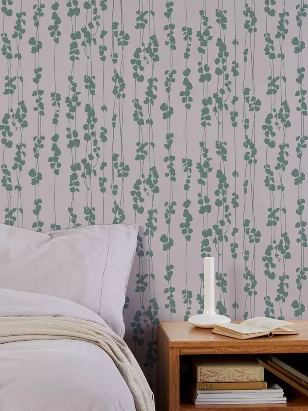 String of Hearts, plaster pink & green - Blätter - Ranken - Grau - Grün - Bold & Noble