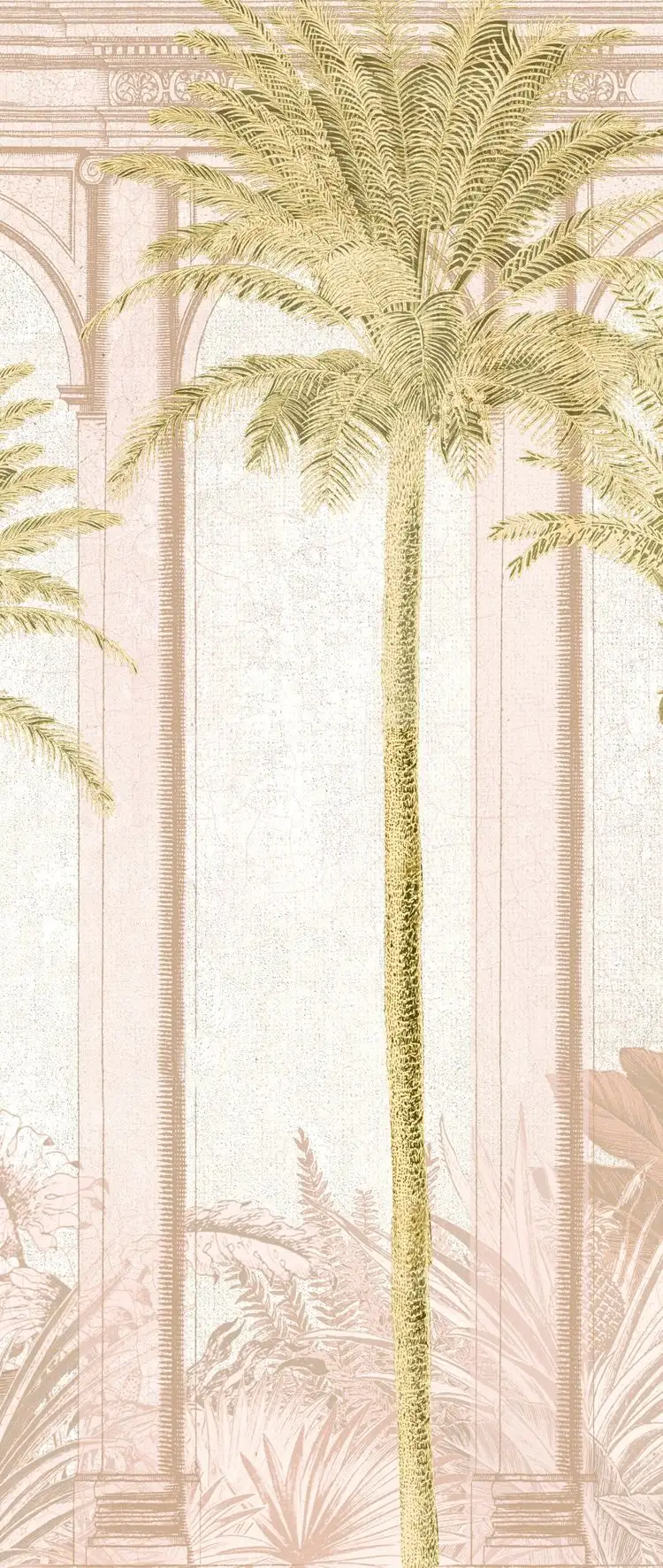 Habana, Panoramics, col. 02 - Bäume - Gebäude - Creme - Rosa - Masureel