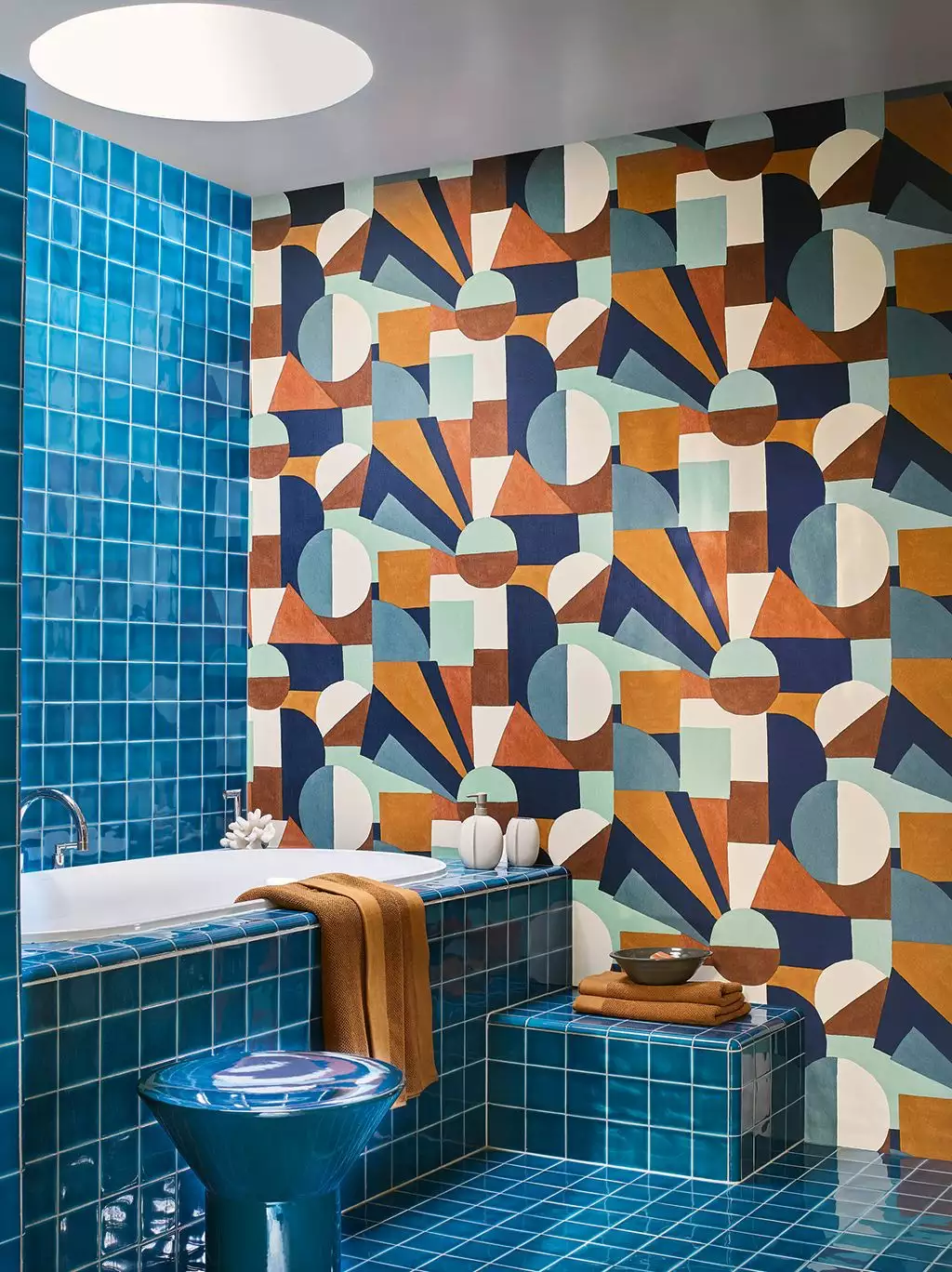 Sonia, col. 06 - Graphisch - Blau - Braun - Creme - Ocker - Casamance