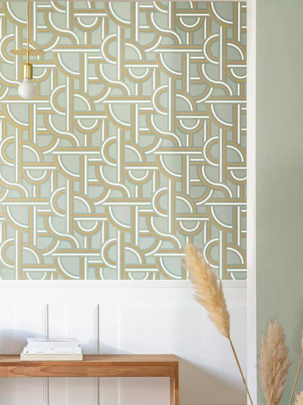 Impass, col. 22 - Bögen - Grafische Muster - Gold - Grün - Weiß - Caselio