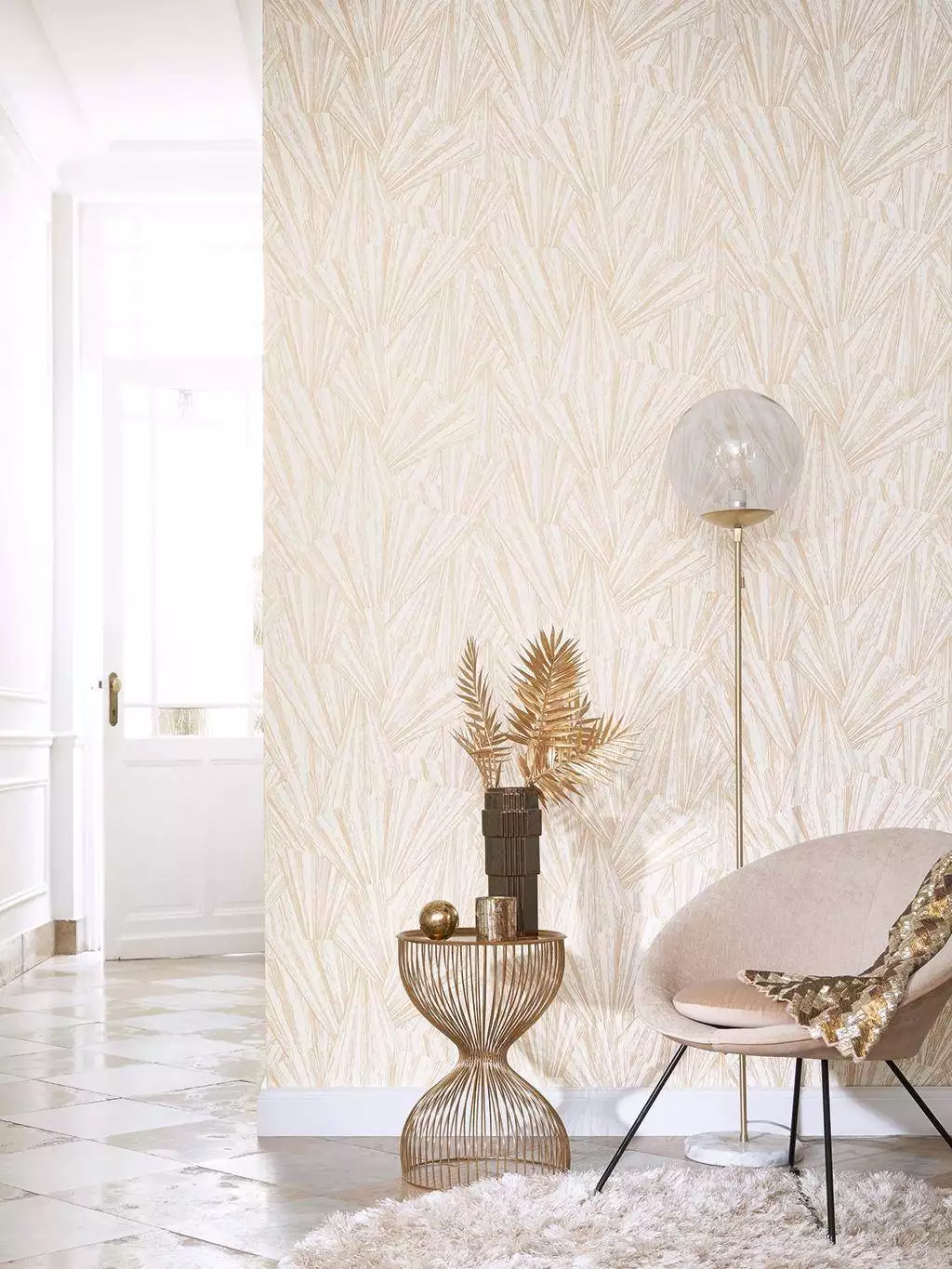 Eclate Foil, col. 04 - Graphisch - Gold - Weiß - Casadeco