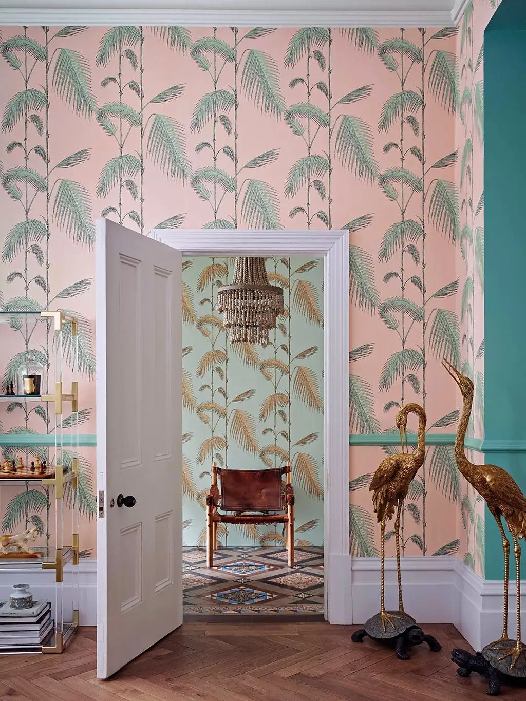 Palm Leaves, col. 5 - Blätter - Grün - Rosa - Cole & Son