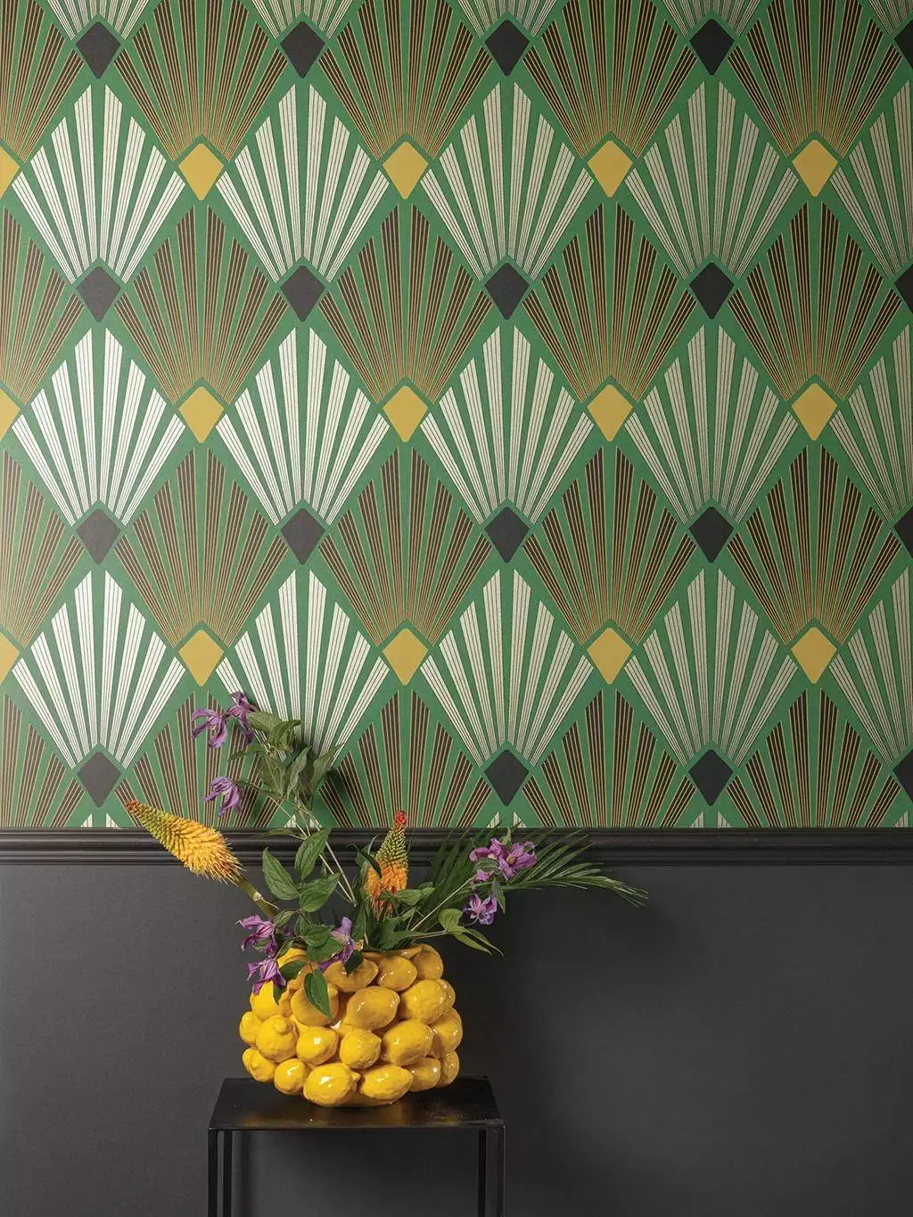 Diego, Viridis - Grafische Muster - Rauten - Gelb - Gold - Grün - Masureel