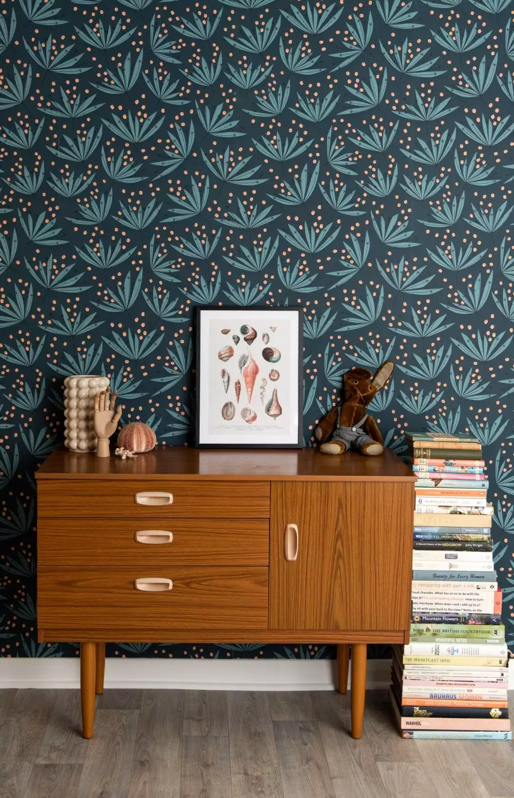 Wildflower, cloudberry - Blumen - Blätter - Blümchentapete - Blau - MissPrint