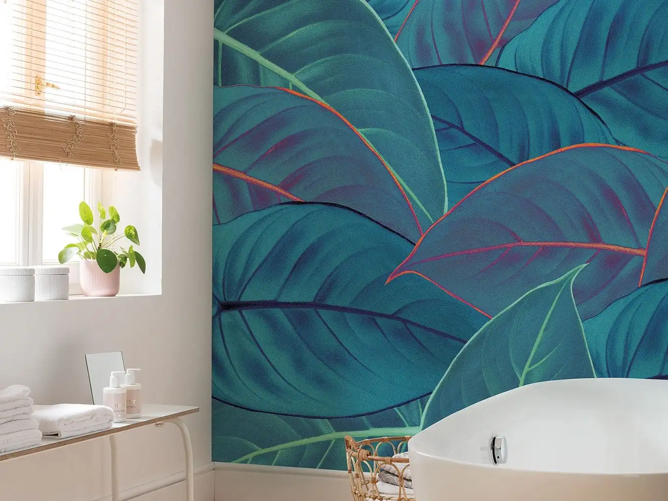 FOLIAGE - Blätter - Blau - Grün - Komar.Vlies