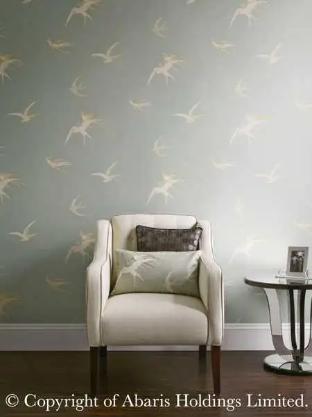 Swallows, col.04 - Tapeten mit Vogelmotiven - Creme - Grau - Hellbraun - Sanderson 