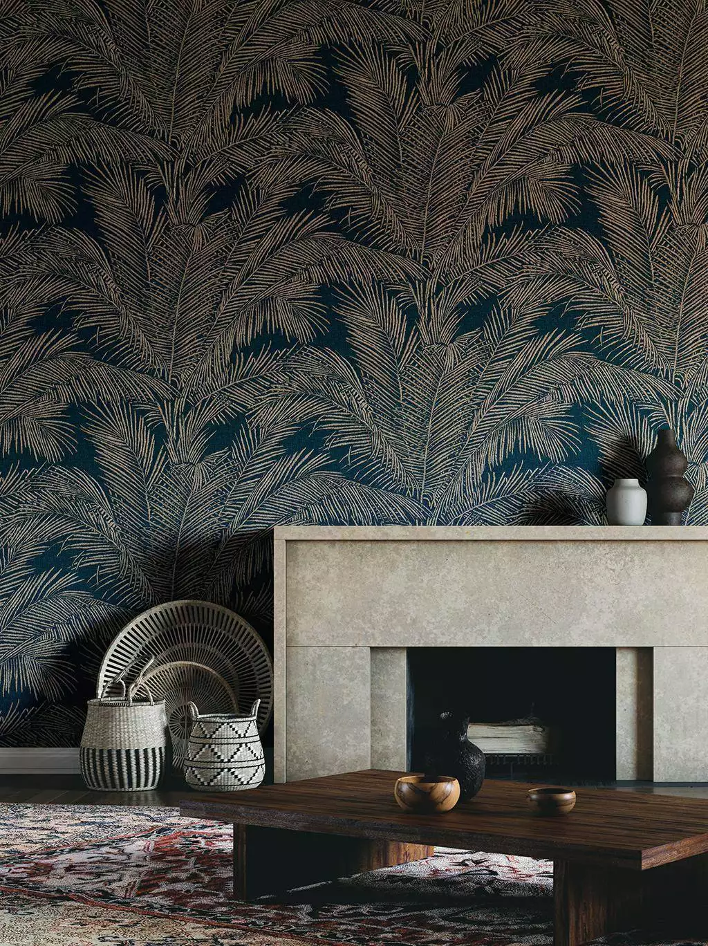 Lanai Maui, col. 30 - Blätter - Florale Muster - Blau - Hellbraun - ARTE