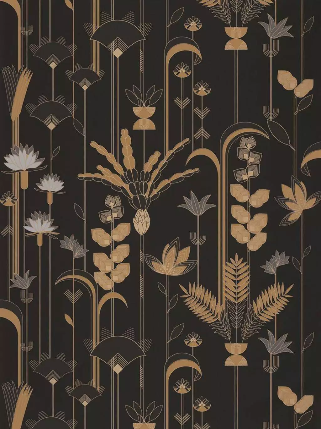 Ephemeral, col. 20 - Blumen - Gold - Rosa - Schwarz - Türkis - Weiß - Caselio