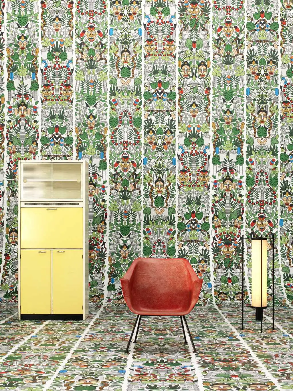 L'Afrique - Blätter - Figuren - Formen - Tier Tapeten - Multicolor - Weiß - NLXL